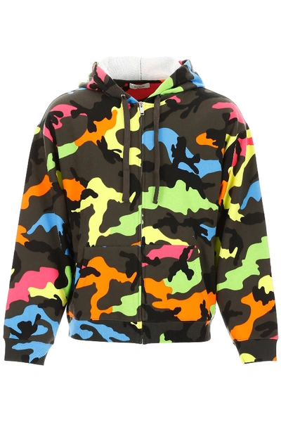 Shop Valentino Camouflage Hoodie In Camou Multicolor