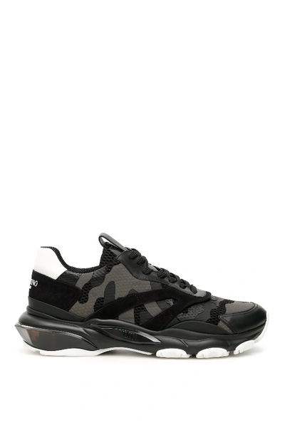 Shop Valentino Camouflage Bounce Sneakers In Nero