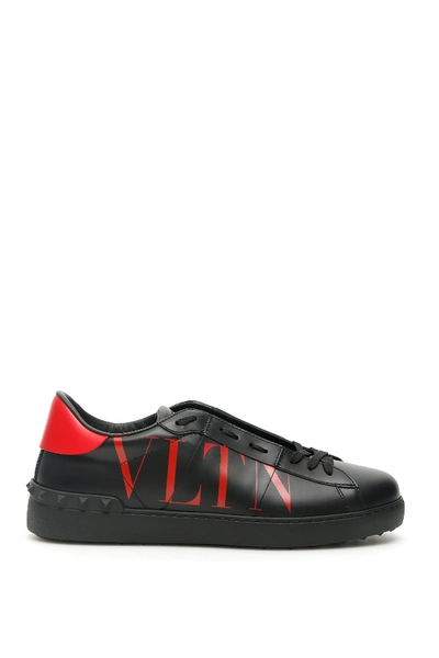 Shop Valentino Garavani Open Vltn Sneakers In Nero Rouge Pur