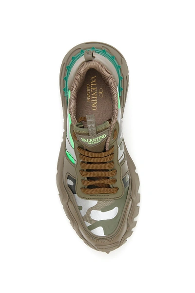 Shop Valentino Garavani Rockrunner Plus Sneakers In Army Green Silver Verde Fluo