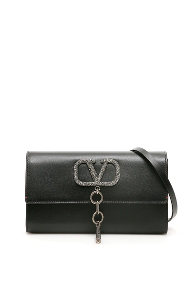 Shop Valentino Garavani Vcase Swarovski Clutch In Nero