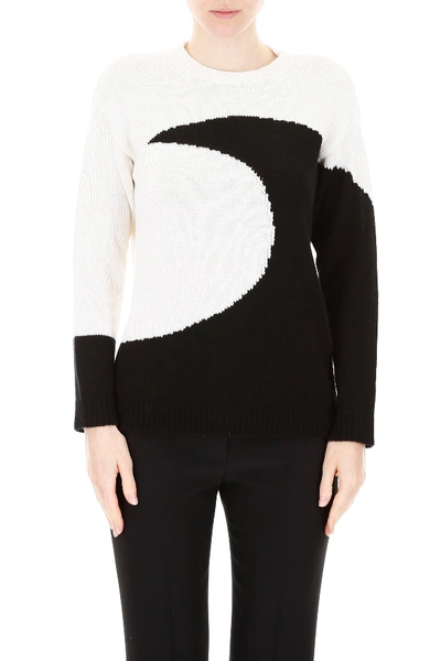 Shop Valentino Moon Intarsia Pullover In Avorio Nero