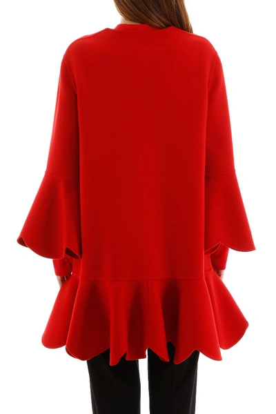 Shop Valentino Scallop Cape In Rosso