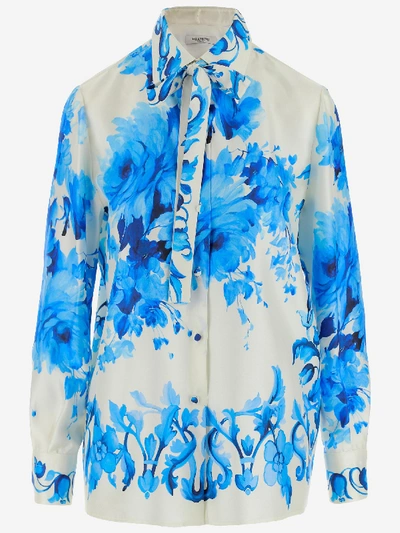 Shop Valentino Shirts In Ivory Blue