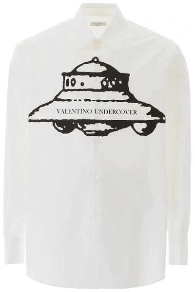 Shop Valentino Undercover Shirt In Bianco Stampa Navicella Vu Nero