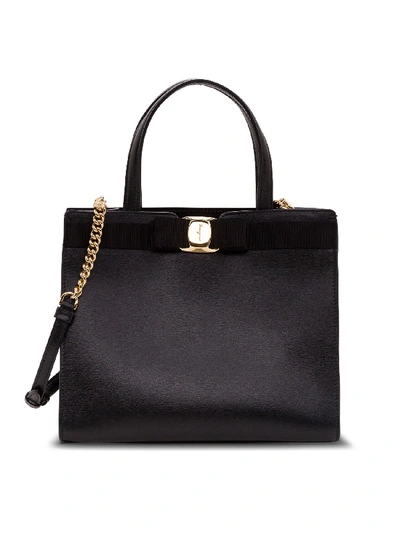 Shop Ferragamo Vara Handbag In Black