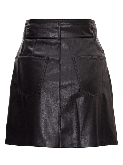 Shop Nanushka Vegan Leather Belted Mini Skirt In Black