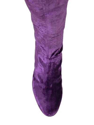 Shop Alberta Ferretti Velvet Over-the-knee Boots In Purple