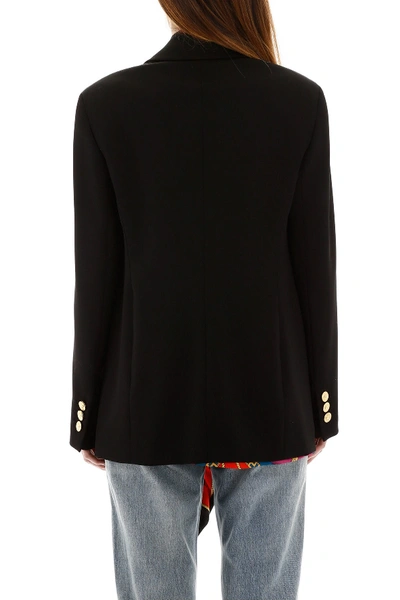 Shop Versace Blazer With Detachable Silk Vest In Nero