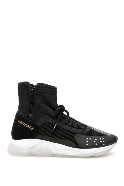 Shop Versace Cross Chainer Sneakers In Nero