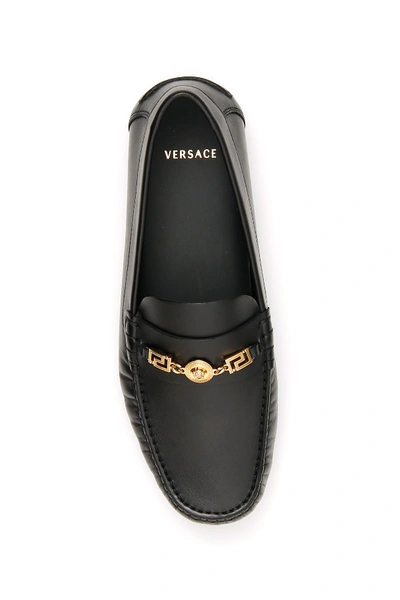 Shop Versace Greek Medusa Loafers In Nero Oro