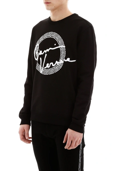 Shop Versace Gv Signature Embroidery Sweatshirt In Nero-bianco