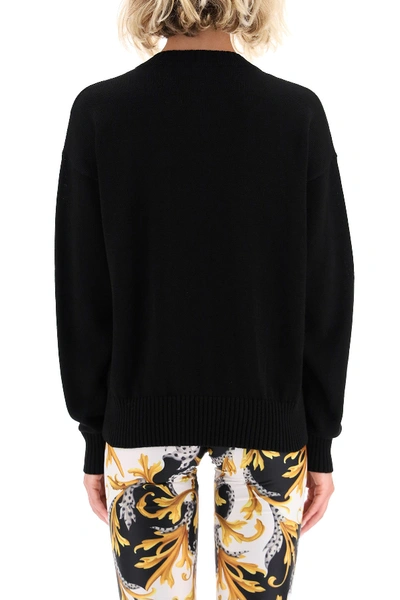 Shop Versace Gv Signature Sweater In Nero