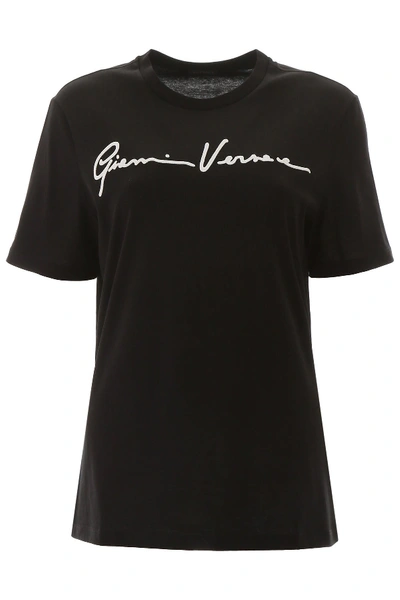 Shop Versace Gv Signature T-shirt In Nero Bianco