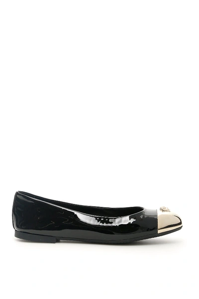 Shop Versace Medusa Ballerinas In Nero Oro Caldo