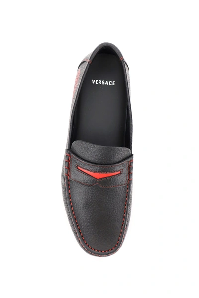 Shop Versace Medusa Driver Loafers In Nero Paliah