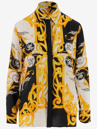 Shop Versace Shirts In Bianco Nero Oro