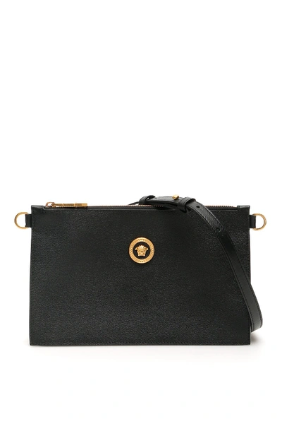 Shop Versace Tribute Gold Medusa Clutch In Nero Oro Tribute