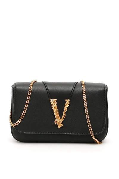 Shop Versace Virtus Mini Bag In Nero Oro Tribute