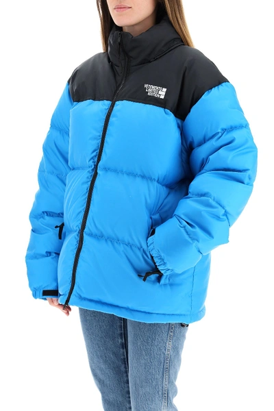 Shop Vetements Two-tone Puffer Jacket In Black Blue