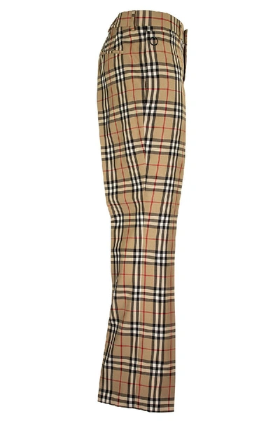 Shop Burberry Vintage Check Tailored Trousers Flap Trs Arc.beige In Archive Beige