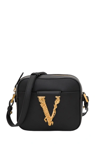 Shop Versace Virtus Shoulder Bag In Black