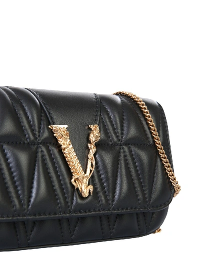 Shop Versace Virtus Crossbody Bag In Black