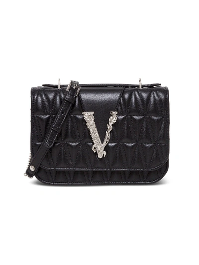 Shop Versace Virtus Shoulder Bag In Black