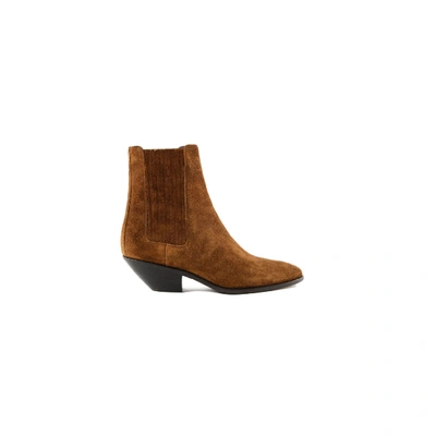 Shop Saint Laurent West Western Suede Ankle Boots In Nero