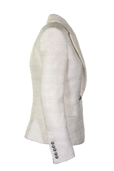 Shop Balmain White Jacket With Buttons Blazer
