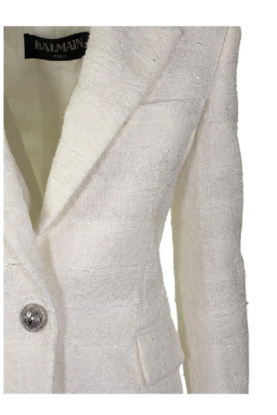 Shop Balmain White Jacket With Buttons Blazer