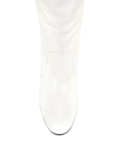 Shop Prada White Leather Boots In Nero