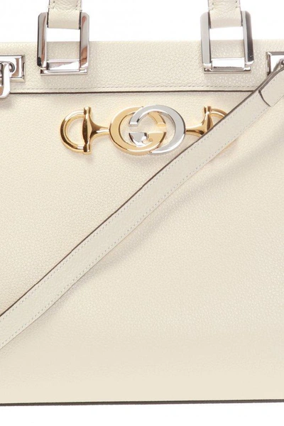 Shop Gucci White Zumi Bag In Nero, Beige