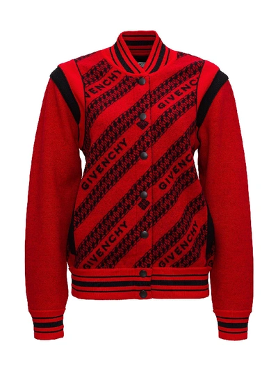 Shop Givenchy Wool Blend Bomber Jacket In Red