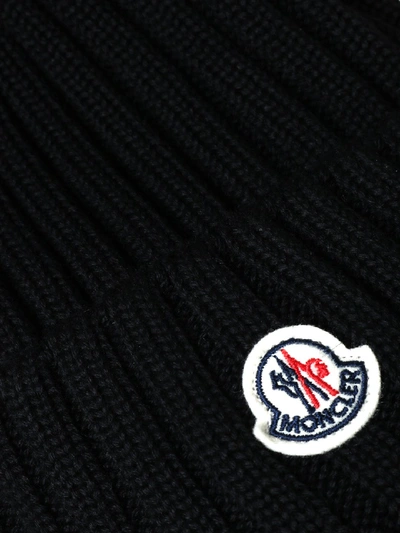 Shop Moncler Wool Cap With Fur In Black
