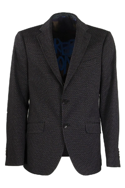 Shop Etro Wool End Cotton Jacket Blazer In Black