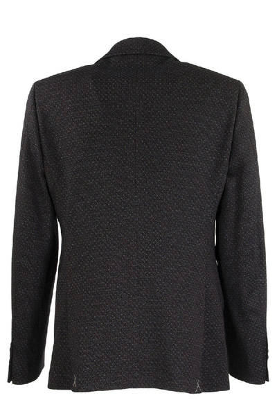 Shop Etro Wool End Cotton Jacket Blazer In Black