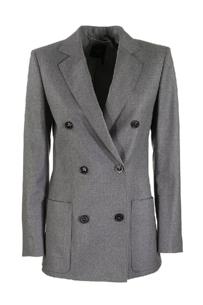 Shop Agnona Wool Flannel Double Breasted Jacket In Grey