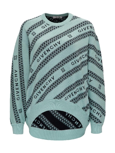 Shop Givenchy Wool Jacquard Sweater In Light Blue
