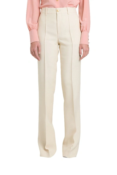 Shop Gucci Wool Silk Flare Pant In White