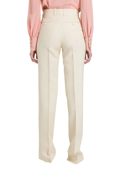 Shop Gucci Wool Silk Flare Pant In White