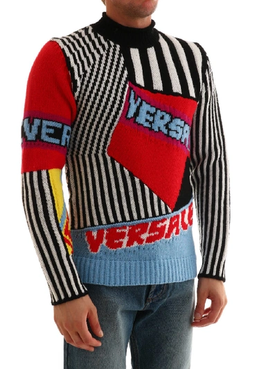 Shop Versace Wool Sweater In Multicolor