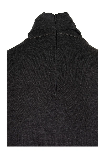 Shop Brunello Cucinelli Wool Turtleneck Sweater Dark Grey