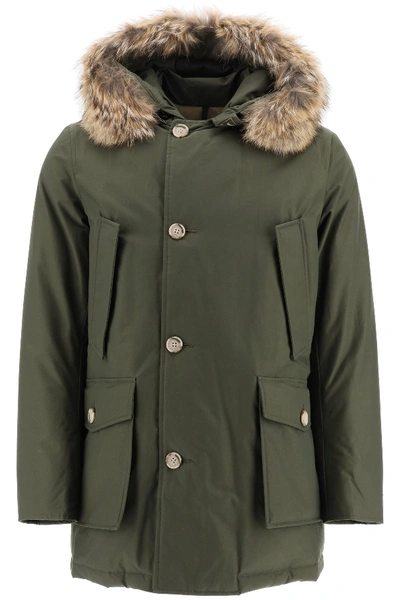 Shop Woolrich Arctic Parka With Coyote Fur In Dark Green