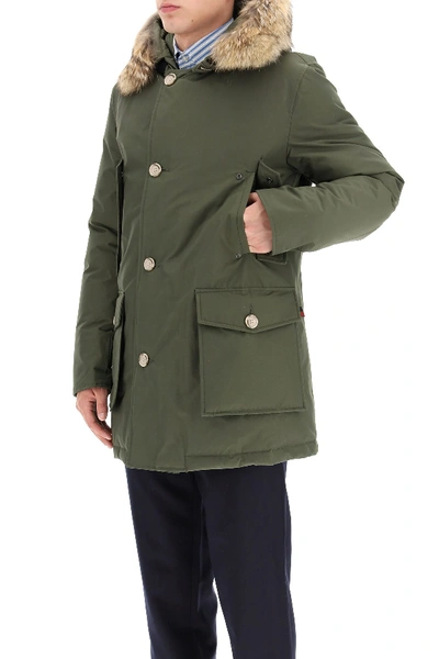Shop Woolrich Arctic Parka With Coyote Fur In Dark Green