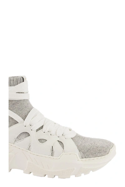 Shop Agnona Wraparound Laces High Top Cashmere Sneakers Grey