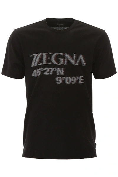 Shop Z Zegna Maxi Logo T-shirt In Nero Fantasia