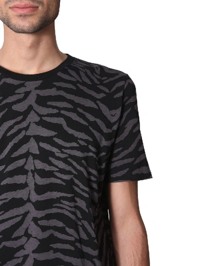 Shop Saint Laurent Zebra Printed T-shirt In Black