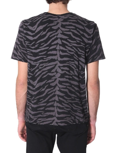 Shop Saint Laurent Zebra Printed T-shirt In Black