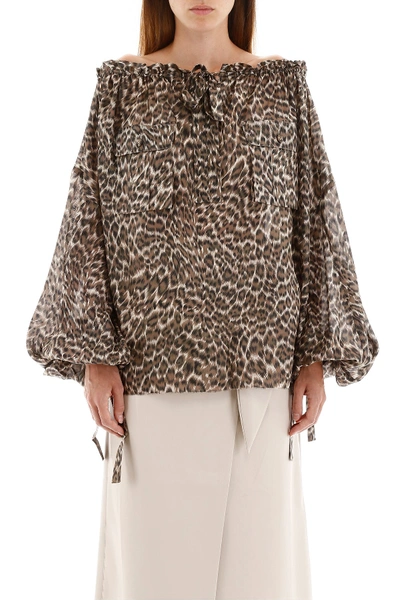 Shop Zimmermann Leopard-printed Blouse In Khaki Leopard
